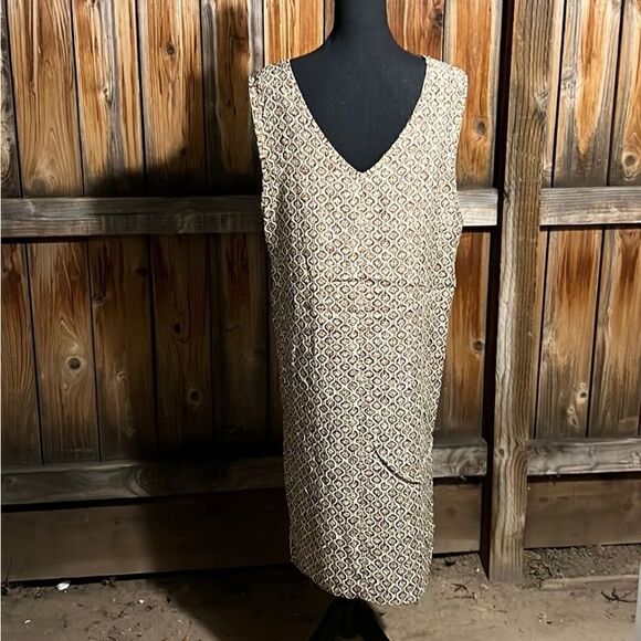 Chaus vest duster brown cream geometric sleeveless 12 FIRM on PRICE - Picture 5 of 6